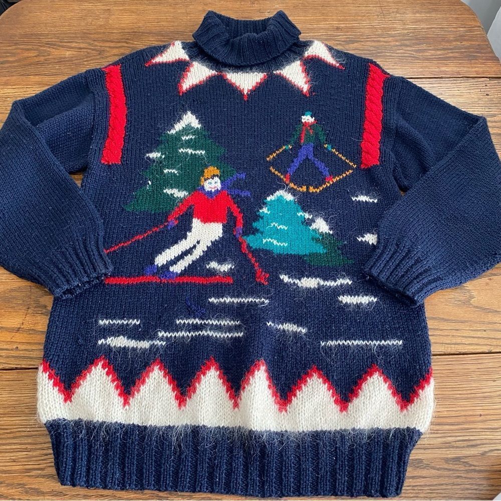 Studio Michelle Stuart Winter Christmas Ski Sweater Women’s Size M Mohair Blend